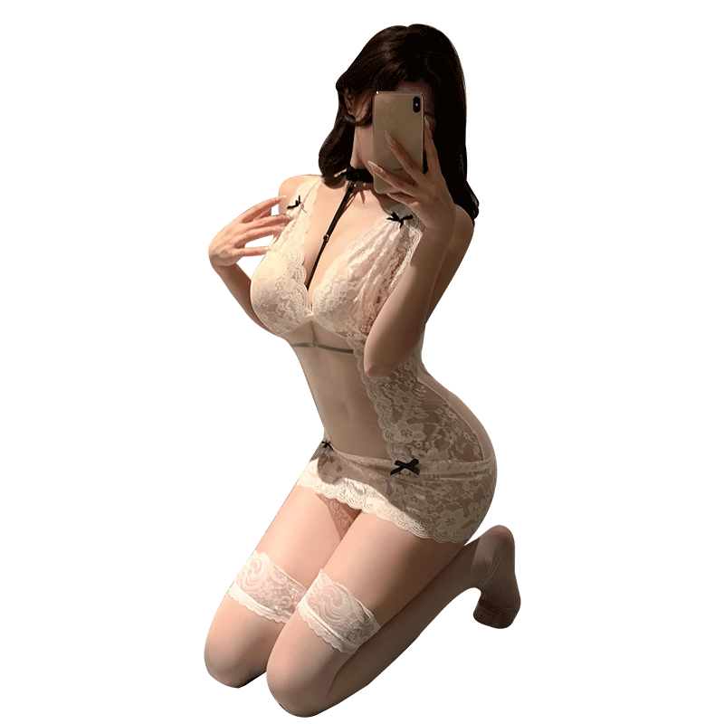 Women's Sexy Lace Sheer Lingerie Mini Skirt Set - Sleeveless See Through Mini Skirt Nightie Lingerie