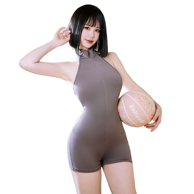 Provocative Open Crotch Clubwear Bodysuit - High Cut & Zipper Front - Sporty Open Crotch Teddy Lingerie