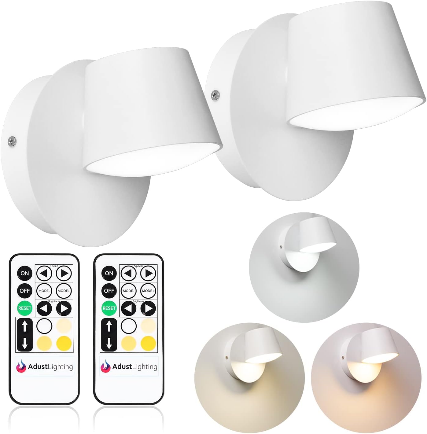 Adust Remote Plug in Wall Lights Wall Sconces Set of Two Wall Mounted Bed Light Remote Control Dimmable Multi Color Temperature LED Light for Bedside Night Light Headboard Bedroom
