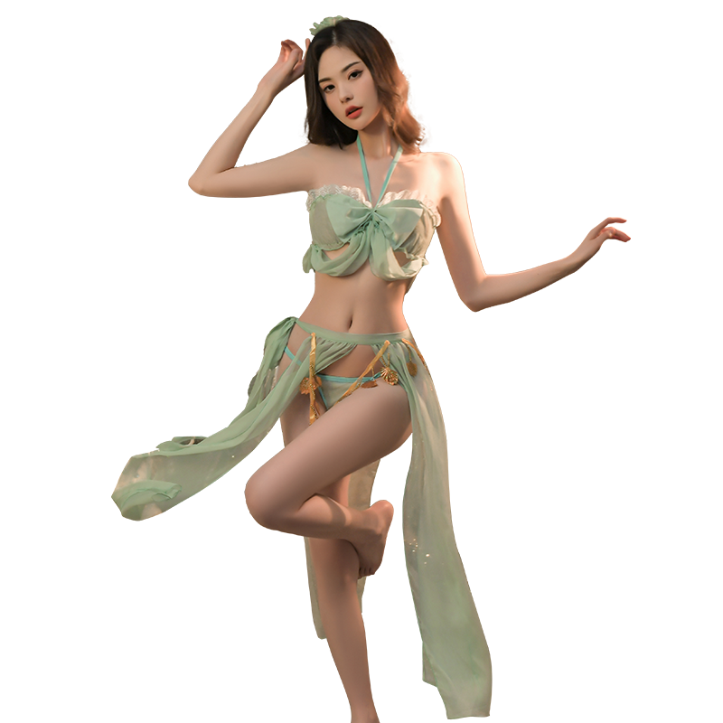 Sexy Hanfu Style Butterfly Lace-Up Two-Piece Skirt Set - Whispering Butterfly Hanfu Inspired Pieced Skirt Lingerie Set