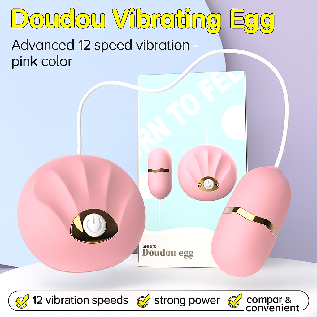 Doudou Vibrating Egg with Remote Control – 12 Speed Bullet Vibrator for Women, Rechargeable, Powerful, Discreet & Portable Intimate Massager