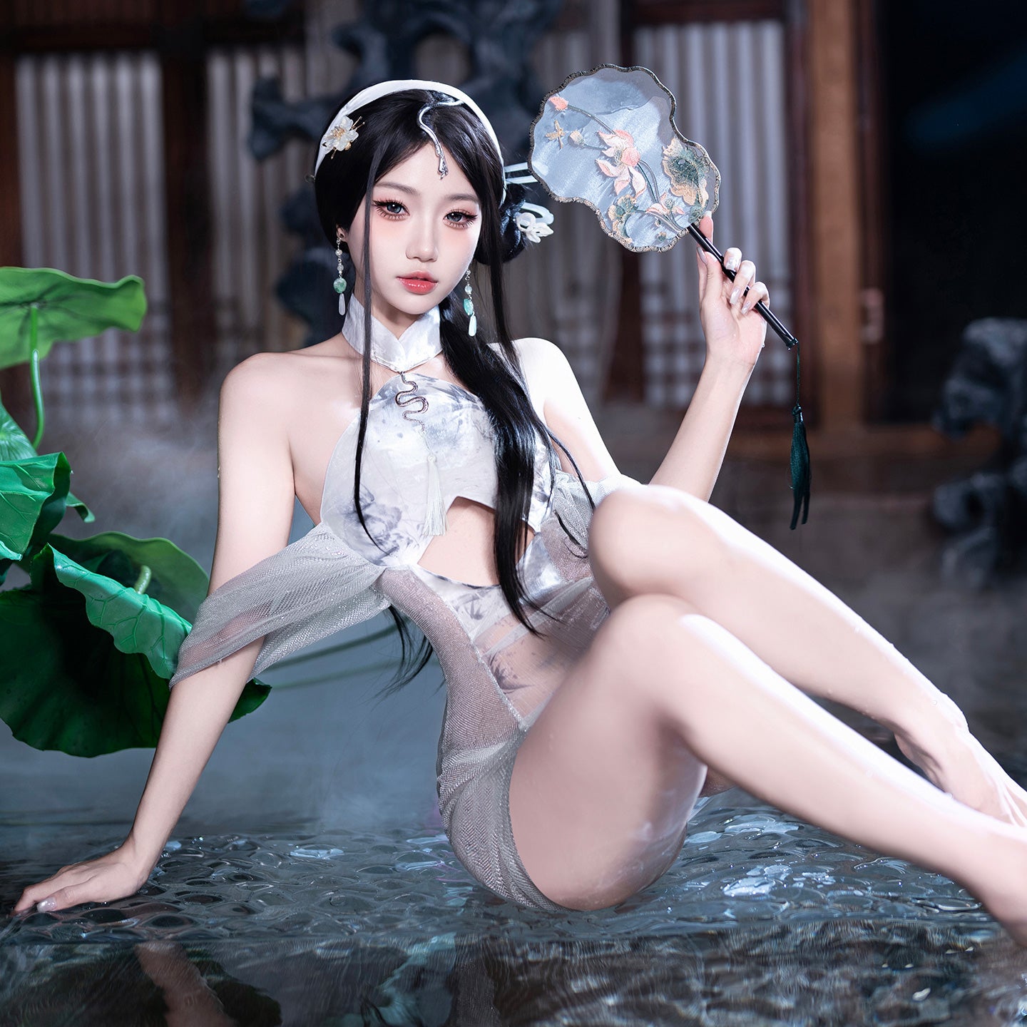 Sparkle & Sheer Illusion Mini Qipao Dress, Chic & Sexy See-Through Qipao Dress