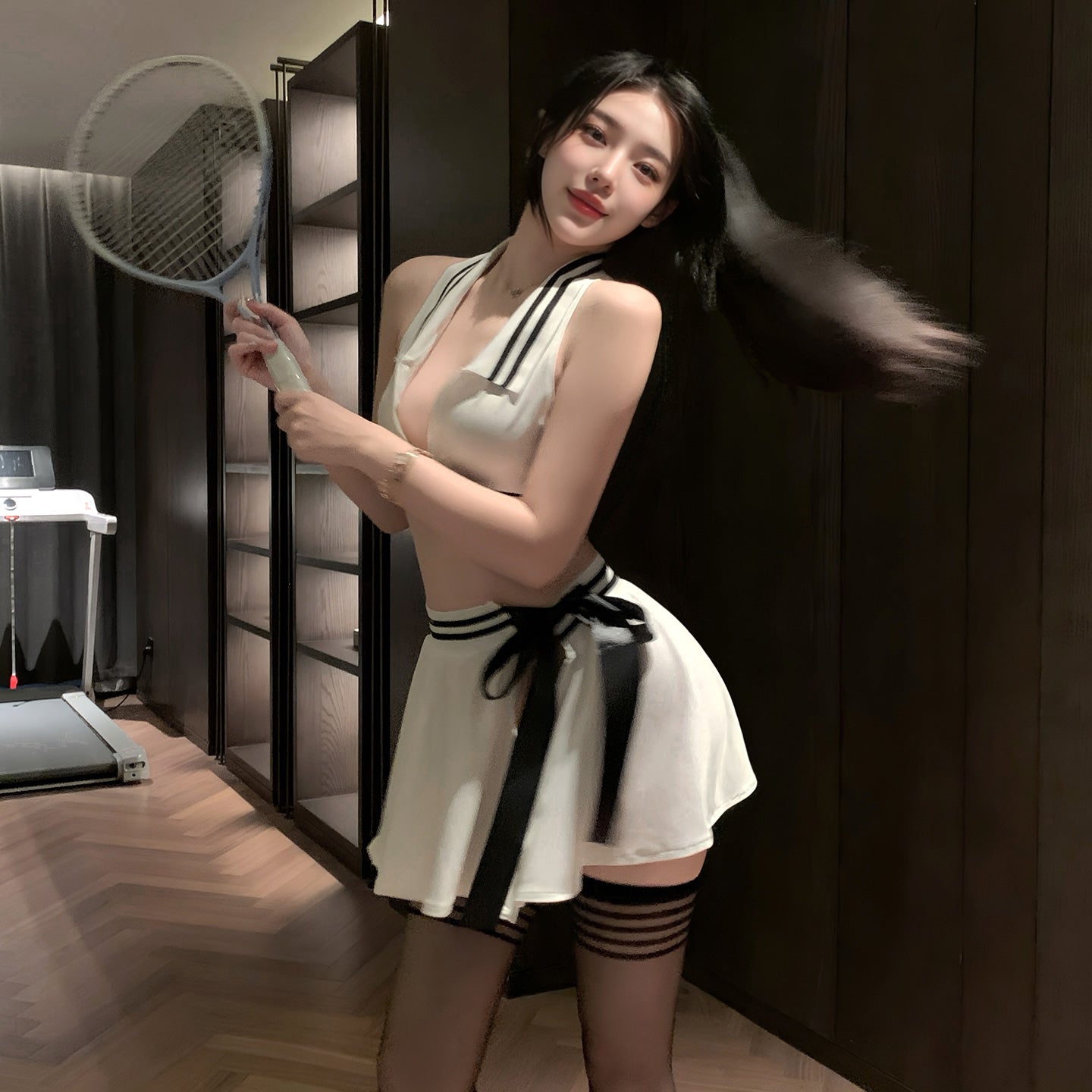 Women's Erotic Sports Two-Piece Tennis Suit | Sexy Athletic Crop Top & Pleated Skirt Set | Goddess Style