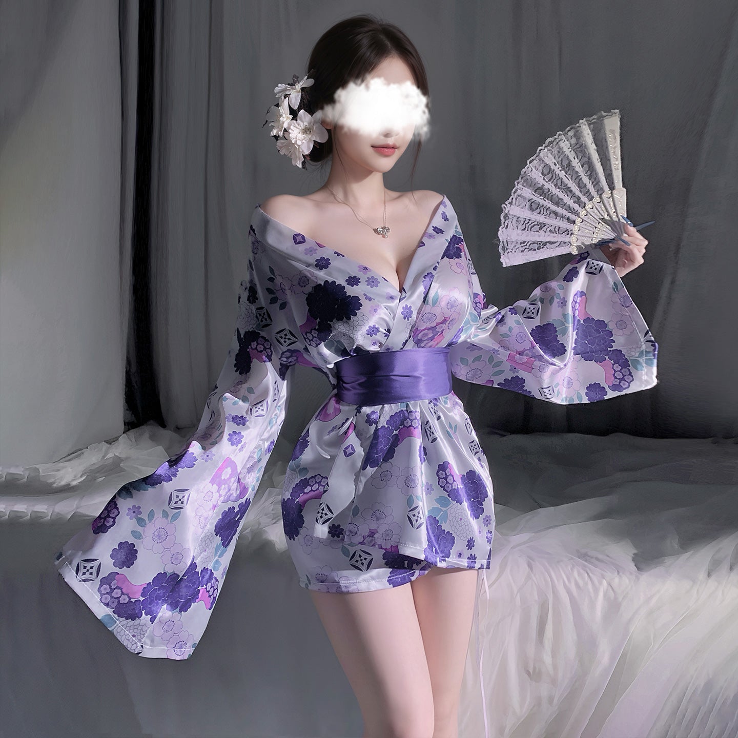 Japanese Inspired Sexy Kimono Mini Dress, Elegant & Sexy Kimono Lingerie Set - Soft Silk Feel