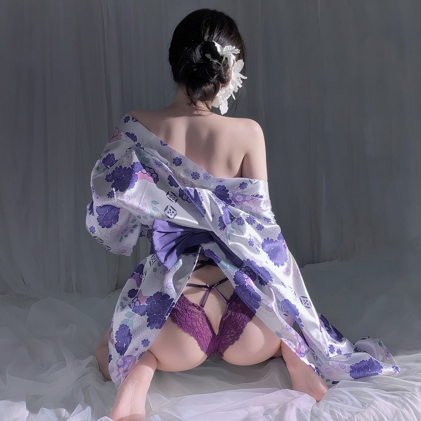 Japanese Inspired Sexy Kimono Mini Dress, Elegant & Sexy Kimono Lingerie Set - Soft Silk Feel