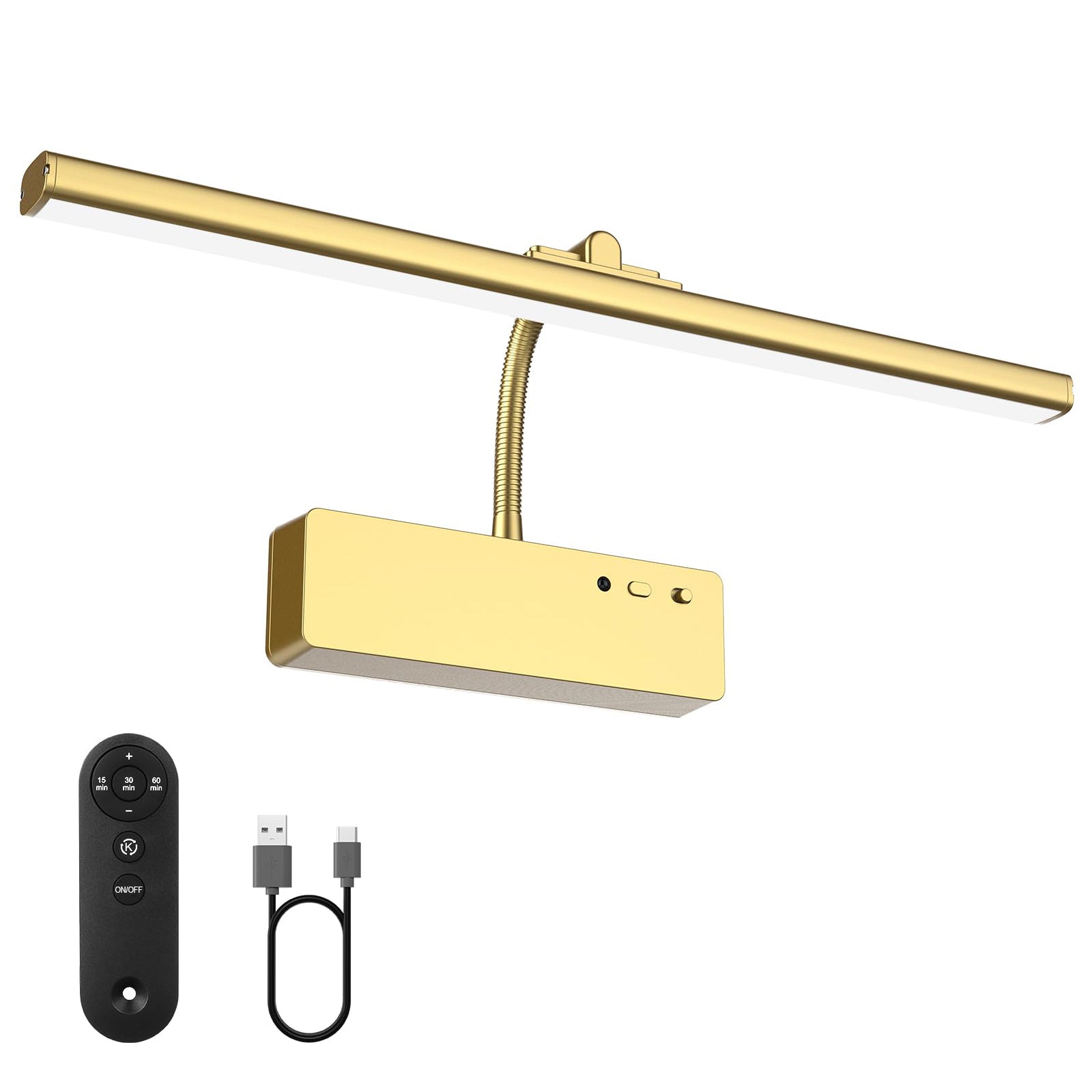 Picture Light with Remote, 15.35inch Wireless Rechargeable Battery Wall Light for Paintings, 3 Colors Paintings Light Dimmable and Timer Metal Art Light