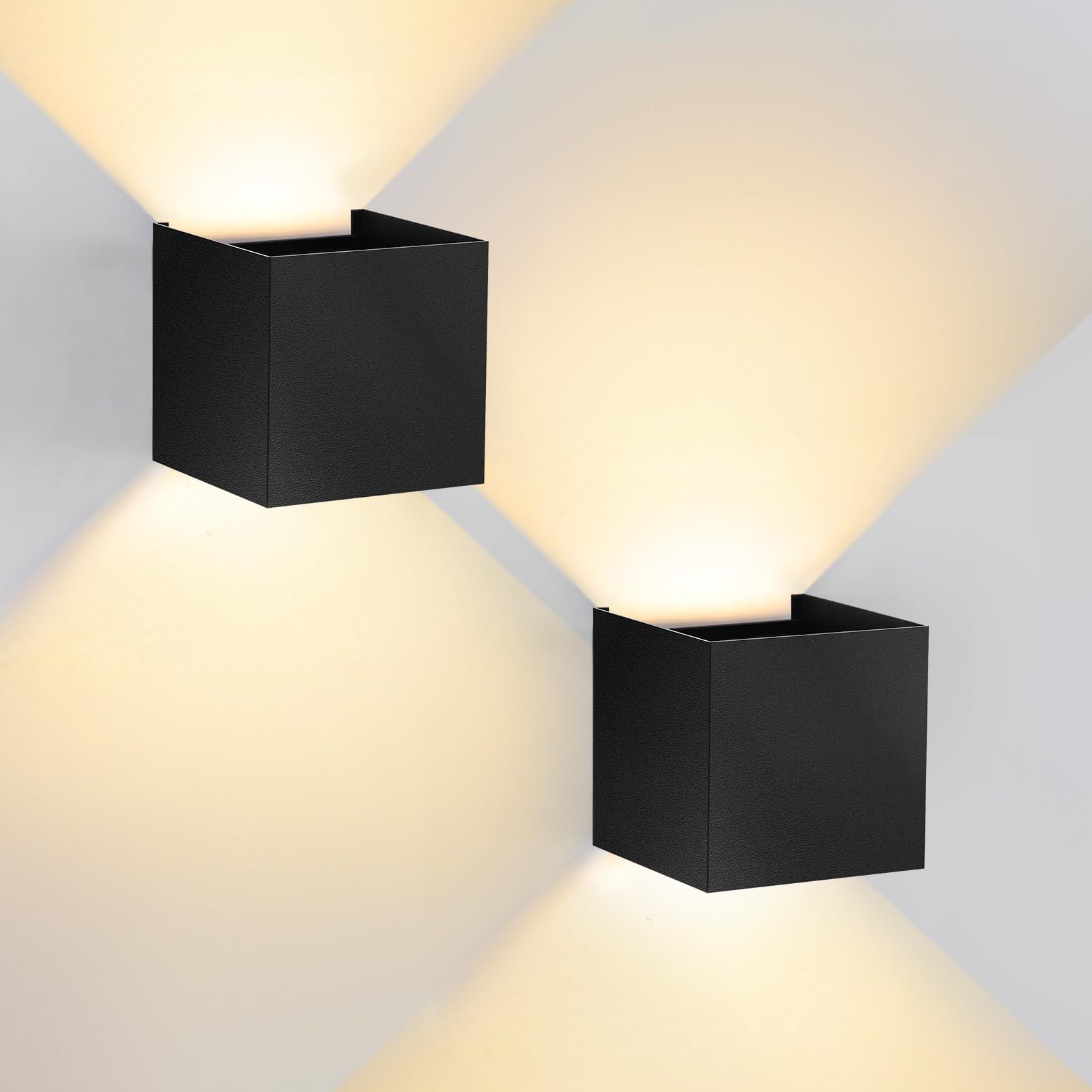 Modern LED Wall Sconce, 3000K Warm White Up & Down Wall Light for Bedroom, Wall Lamp with Adjustable Angle, Black Minimalist Design