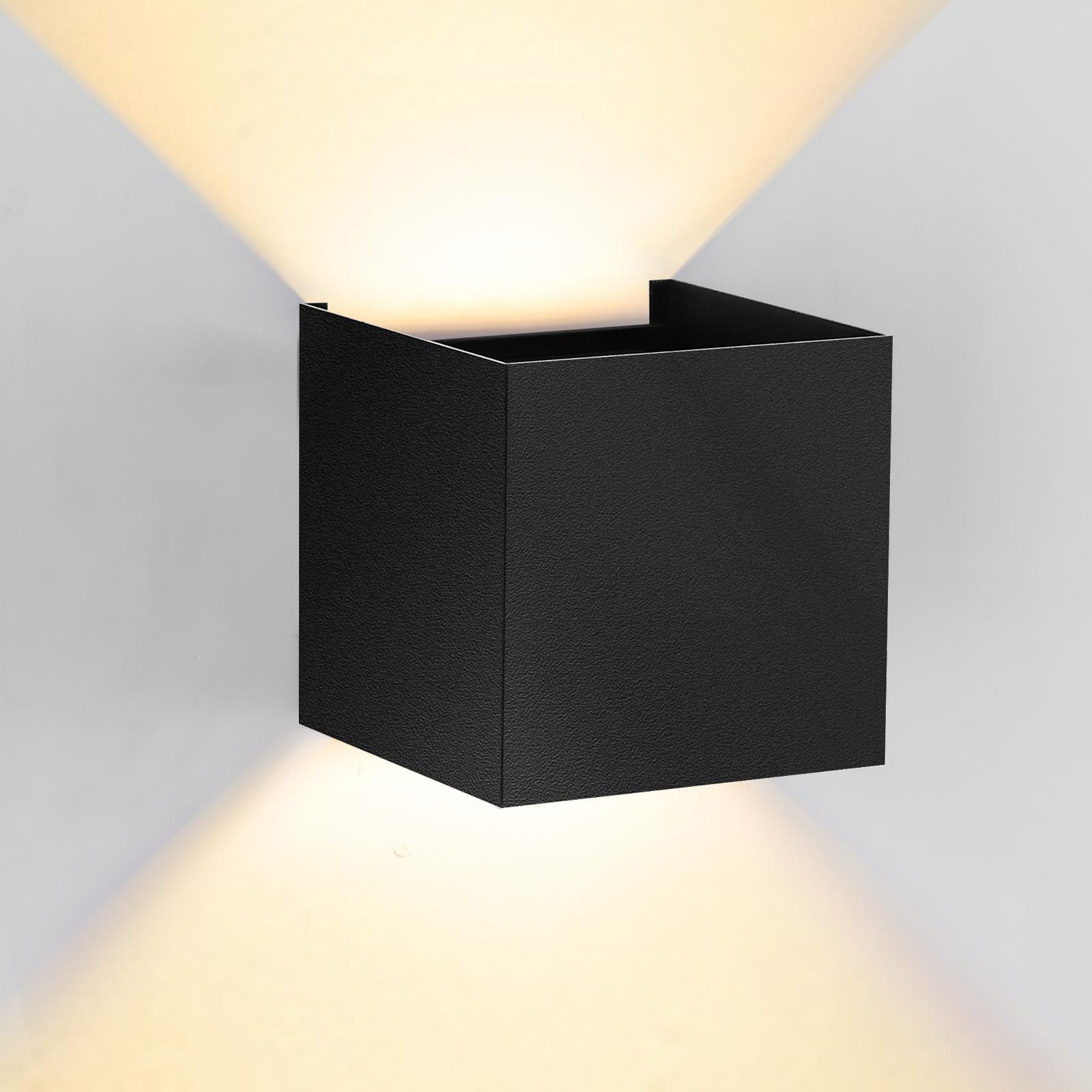 Modern LED Wall Sconce, 3000K Warm White Up & Down Wall Light for Bedroom, Wall Lamp with Adjustable Angle, Black Minimalist Design