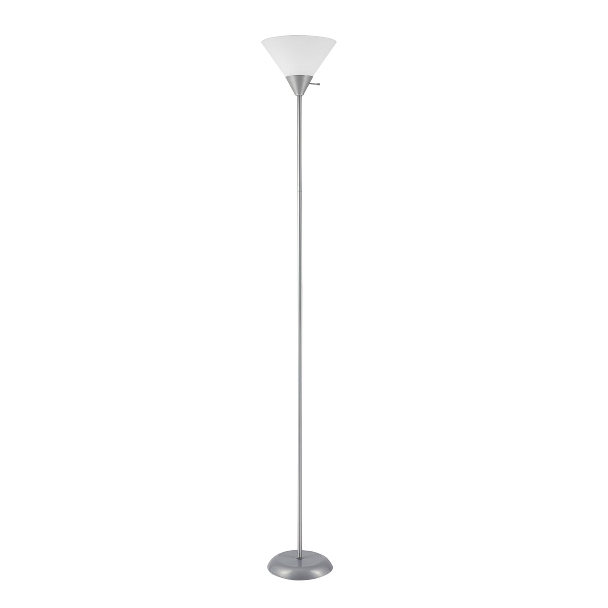 GLOBE Electric 67136 72" Torchiere Floor Lamp with Adjustable Reading Light, Matte White Finish, Frosted Shades, Rotary Switch on Socket, E26 Base