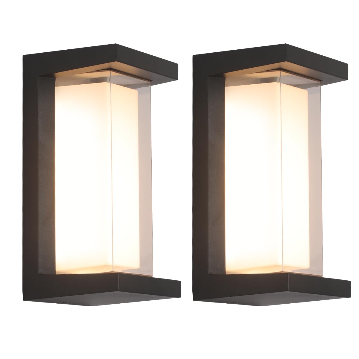 24W Modern Outdoor Wall Sconce Light 3 Color 3000K/4000K/6500K Matte Black Outdoor Wall Lights Exterior Porch Lights Indoor Wall Sconce(10.2inch-1 Pack)