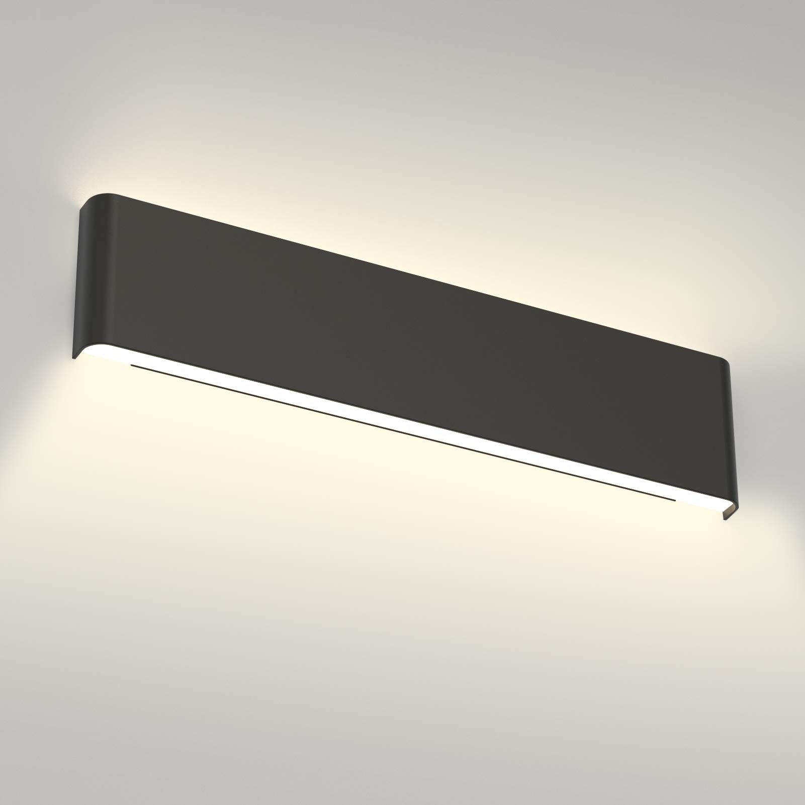 Aipsun 15.8in Matte Black Modern Vanity Light Up and Down LED Vanity Light for Bathroom Wall Lighting Fixtures (Warm Light 3000K)