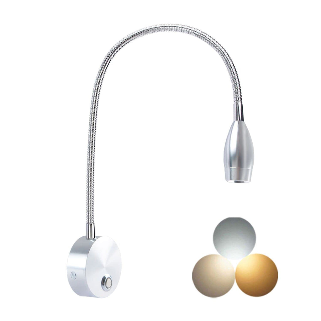 Adust Bedside Reading Light for Bed, Bed Wall Mounted Reading Light, 3W LED Touch Dimmable Brightness Minimalist Wall Headboard Reading Lamp, 3 Colour Temperature, 3000k, 4000k, 6000k