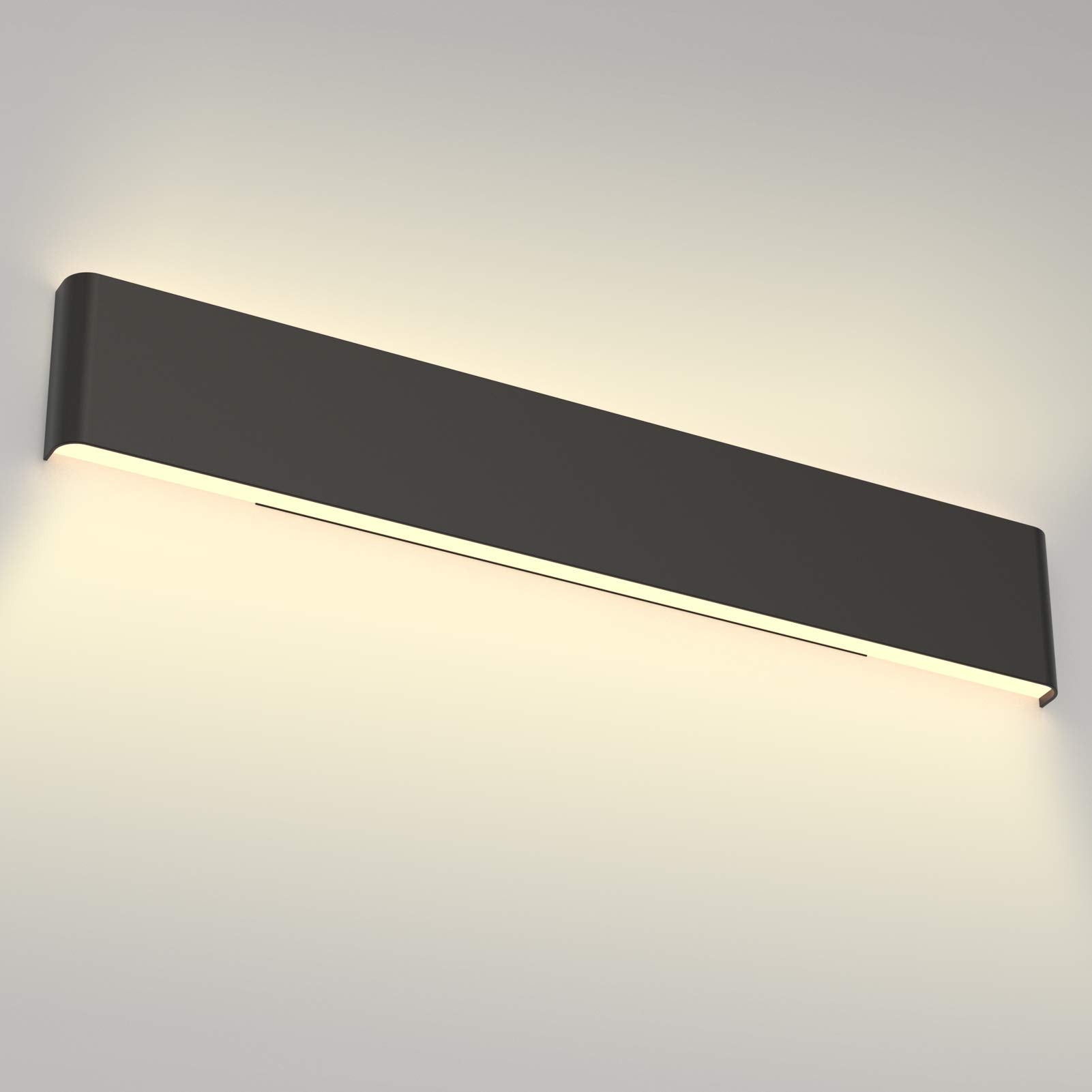 Aipsun 15.8in Matte Black Modern Vanity Light Up and Down LED Vanity Light for Bathroom Wall Lighting Fixtures (Warm Light 3000K)