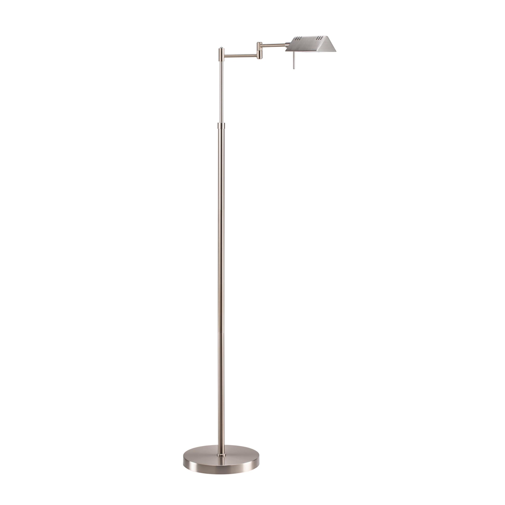 O’Bright Dimmable LED Pharmacy Floor Lamp, 12W LED, Full Range Dimming, 360 Degree Swing Arms, Adjustable Heights, Standing Lamp for Reading, Sewing, and Craft, ETL Listed, Antique Brass (Gold)