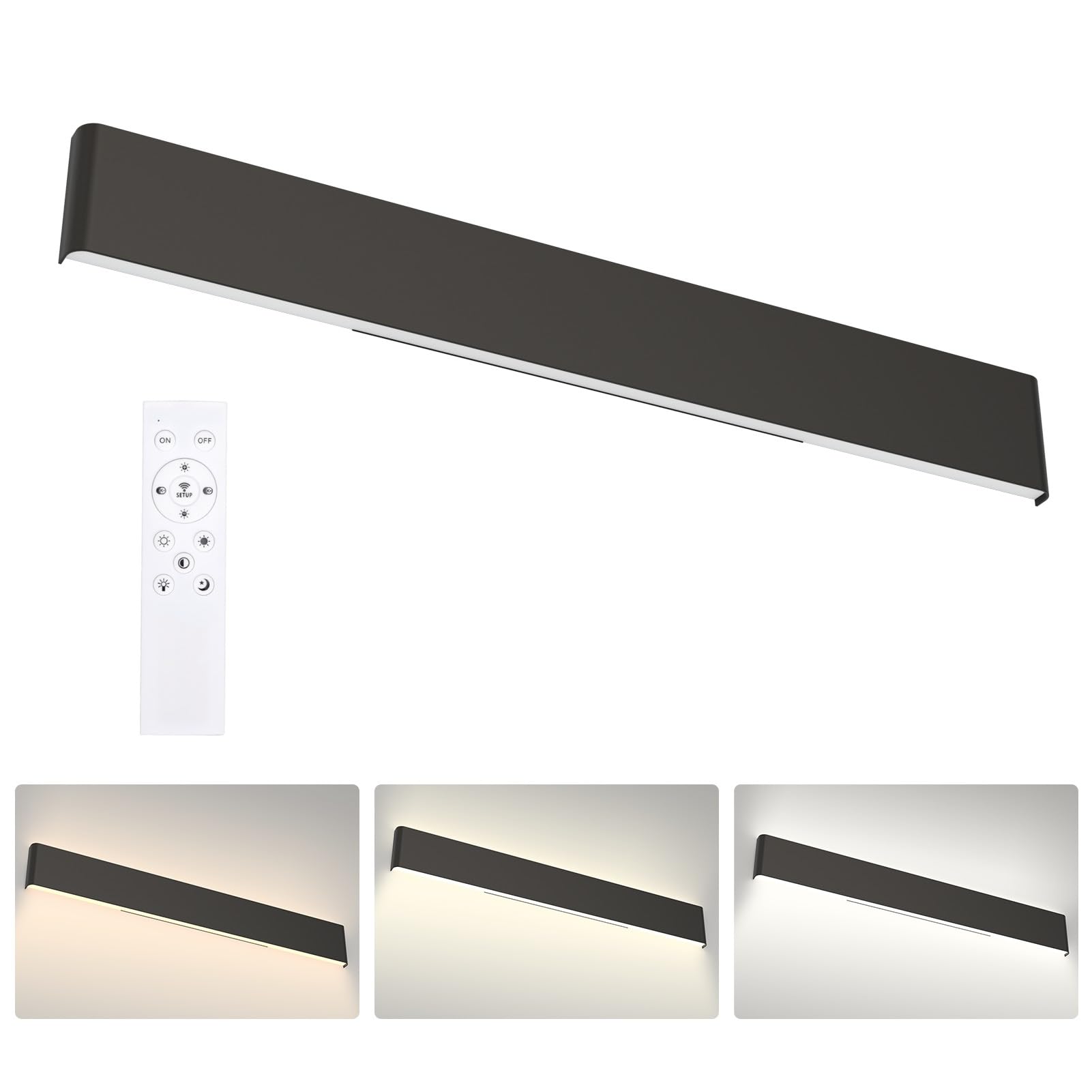 Aipsun 15.8in Matte Black Modern Vanity Light Up and Down LED Vanity Light for Bathroom Wall Lighting Fixtures (Warm Light 3000K)