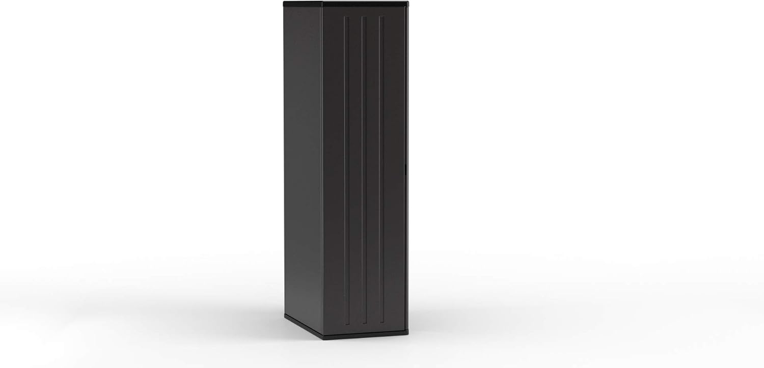 Suncast 19 Cubic Ft. Heavy-Duty Resin Cabinet with Lockable Handles, Multi-Wall Construction, and Metal-Reinforced Shelves for Basement, Utility Room and Garage Storage, Black, Made in the USA