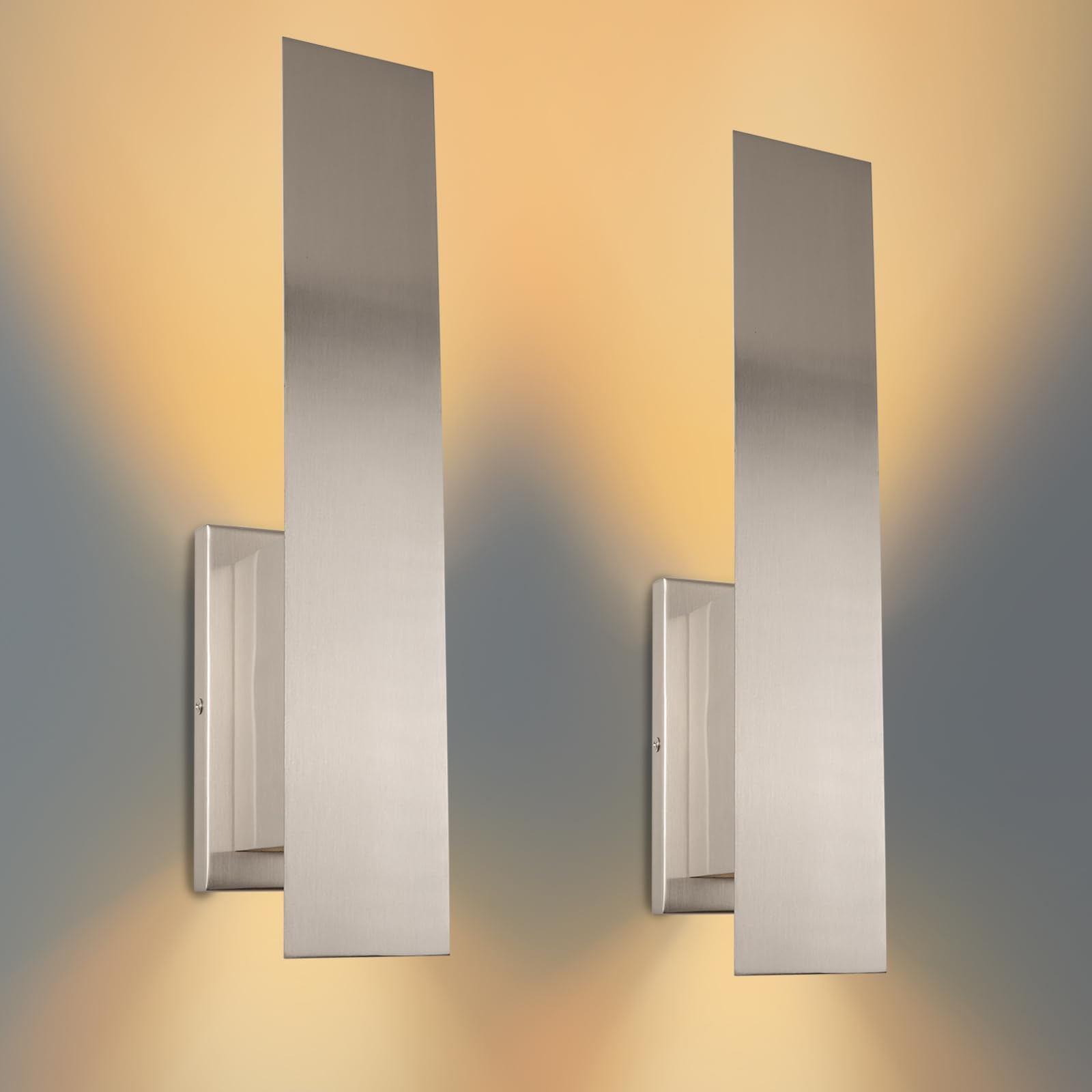 Indoor Wall Sconces, Modern Wall Lights, Up and Down Wall Mount Light, Dimmable Hardwired Wall Light for Bedroom, Living Room, Hallway, GU10 Bulbs Excluded, 2 Pack (Matt Black)