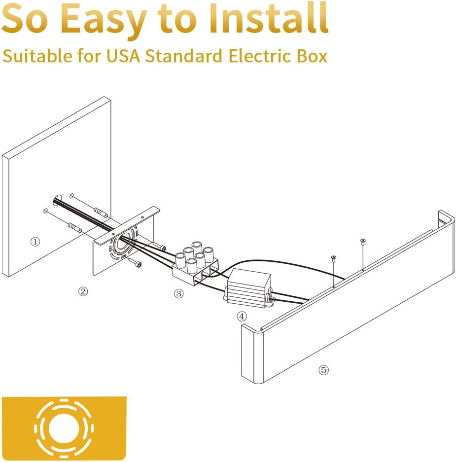 Aipsun 15.8in Matte Black Modern Vanity Light Up and Down LED Vanity Light for Bathroom Wall Lighting Fixtures (Warm Light 3000K)