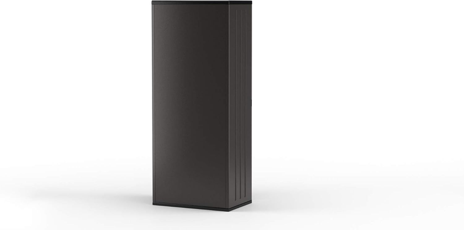Suncast 19 Cubic Ft. Heavy-Duty Resin Cabinet with Lockable Handles, Multi-Wall Construction, and Metal-Reinforced Shelves for Basement, Utility Room and Garage Storage, Black, Made in the USA