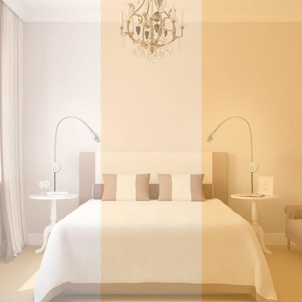 Adust Reading Lights for Books in Bed, Bedside Reading Lamp, 3W LED Dimmable Wall Mount Lamp, Adjustable Colour