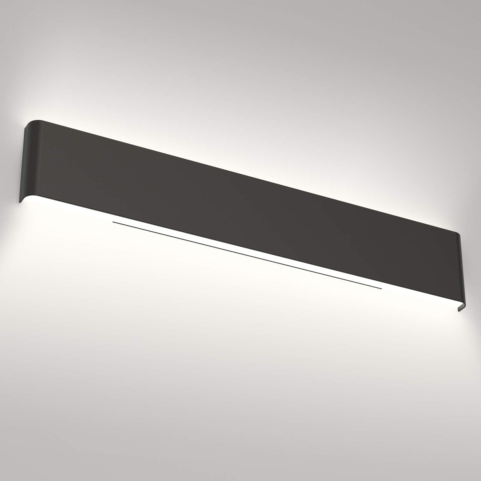 Aipsun 15.8in Matte Black Modern Vanity Light Up and Down LED Vanity Light for Bathroom Wall Lighting Fixtures (Warm Light 3000K)