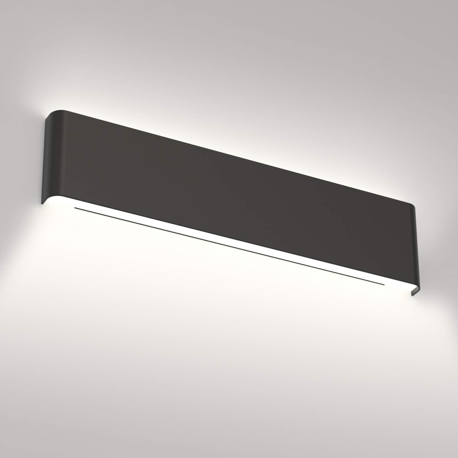 Aipsun 15.8in Matte Black Modern Vanity Light Up and Down LED Vanity Light for Bathroom Wall Lighting Fixtures (Warm Light 3000K)