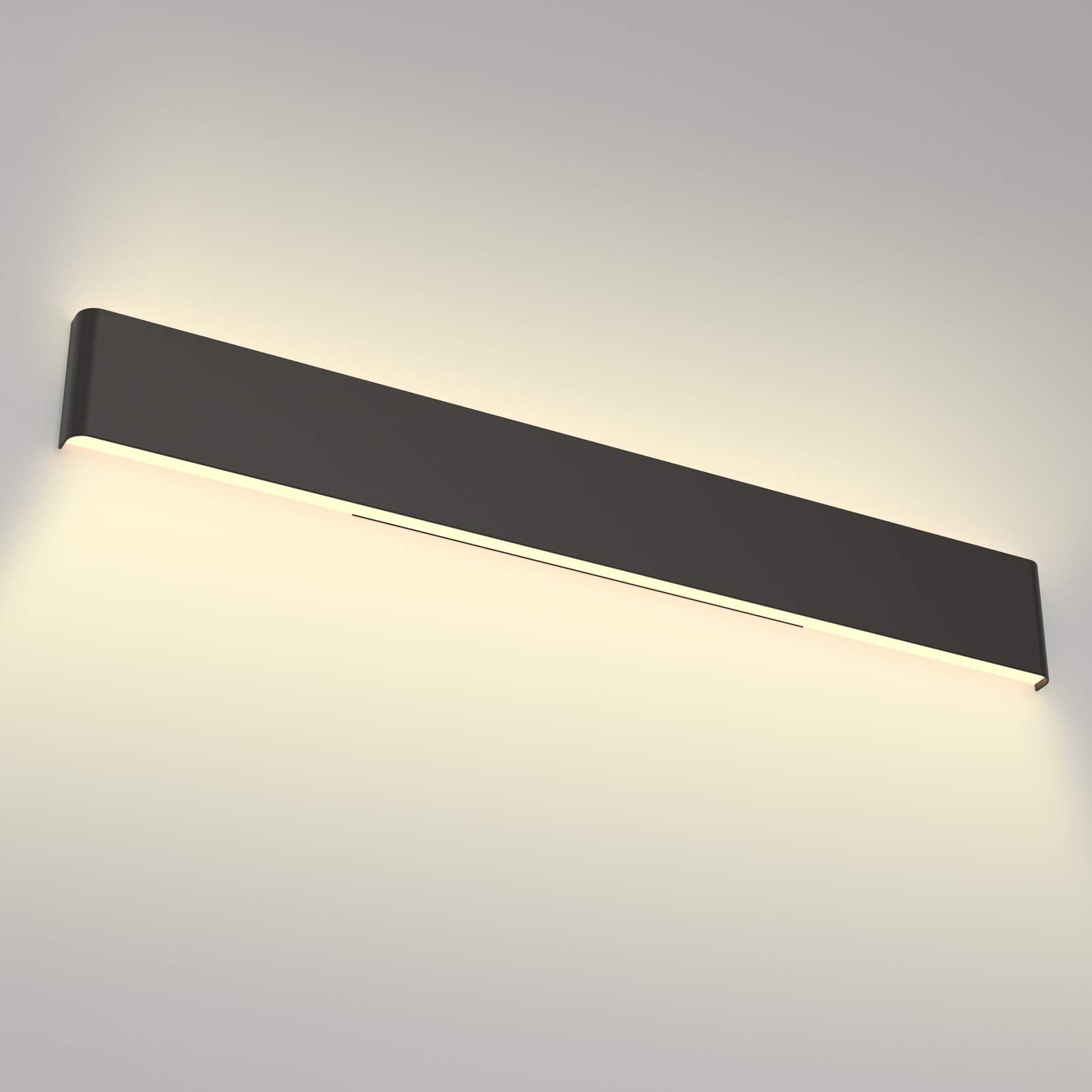 Aipsun 15.8in Matte Black Modern Vanity Light Up and Down LED Vanity Light for Bathroom Wall Lighting Fixtures (Warm Light 3000K)