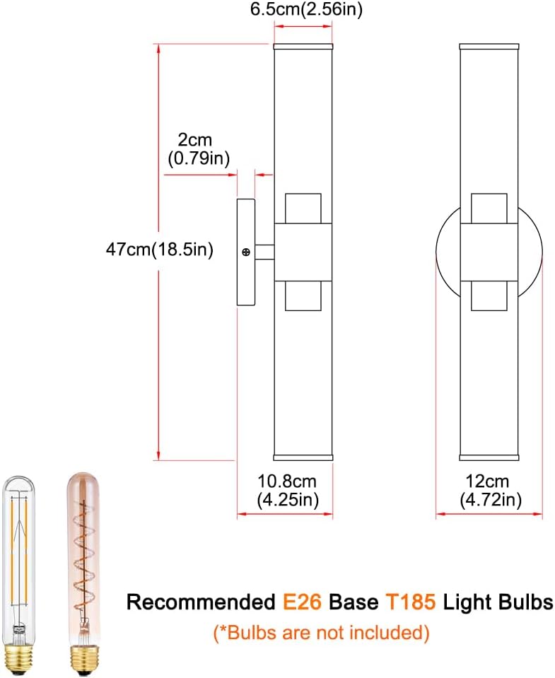 Gold Wall Sconces Set of 2, Hardwired Bathroom Vanity Light Fixture, Brass Sconce Wall Lighting, Modern Wall Light Set of Two, Cylinder Lamp for Bathroom Mirror Hallway Bedroom (Bulbs Required)