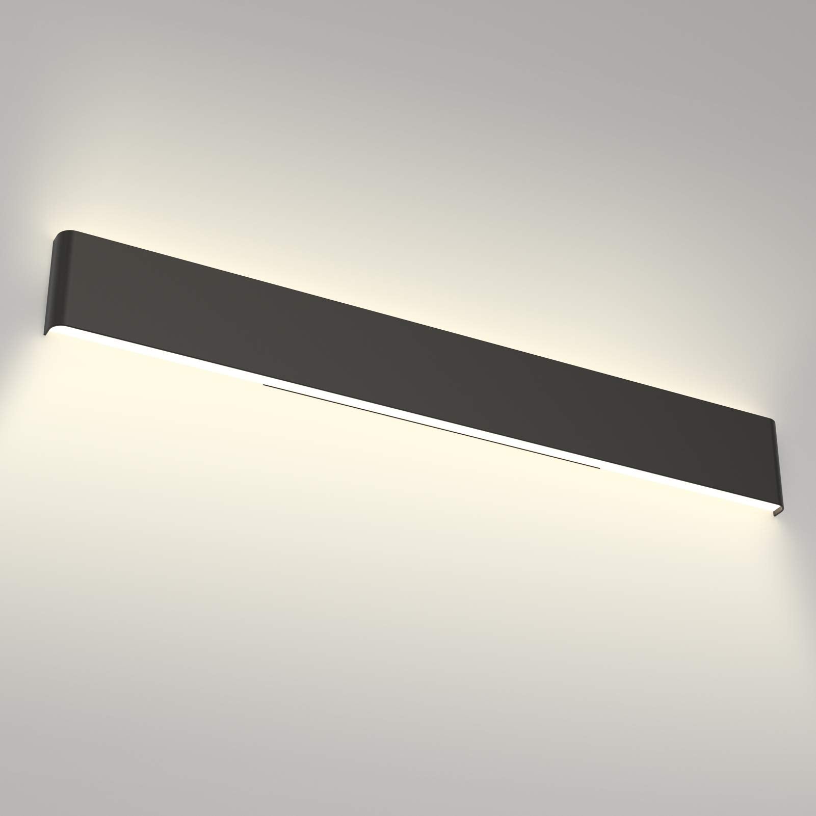 Aipsun 15.8in Matte Black Modern Vanity Light Up and Down LED Vanity Light for Bathroom Wall Lighting Fixtures (Warm Light 3000K)