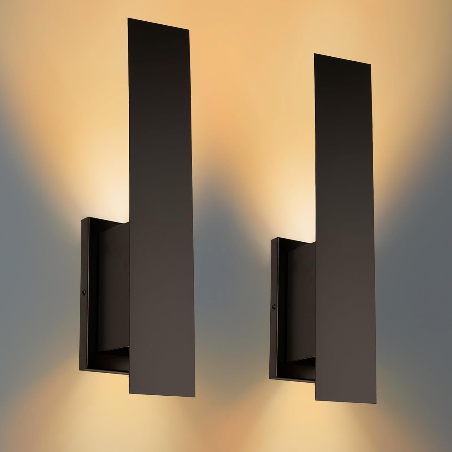 Indoor Wall Sconces, Modern Wall Lights, Up and Down Wall Mount Light, Dimmable Hardwired Wall Light for Bedroom, Living Room, Hallway, GU10 Bulbs Excluded, 2 Pack (Matt Black)