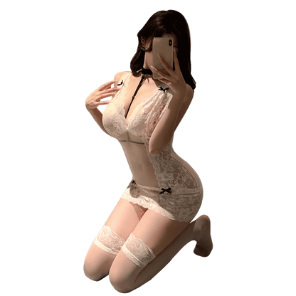 Women's Sexy Lace Sheer Lingerie Mini Skirt Set - Sleeveless See Through Mini Skirt Nightie Lingerie