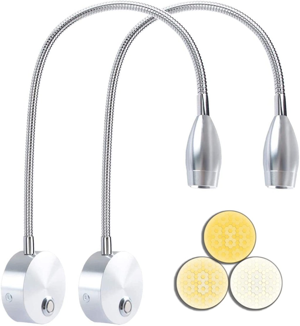 Adust Reading Lights for Books in Bed, Bedside Reading Lamp, 3W LED Dimmable Wall Mount Lamp, Adjustable Colour