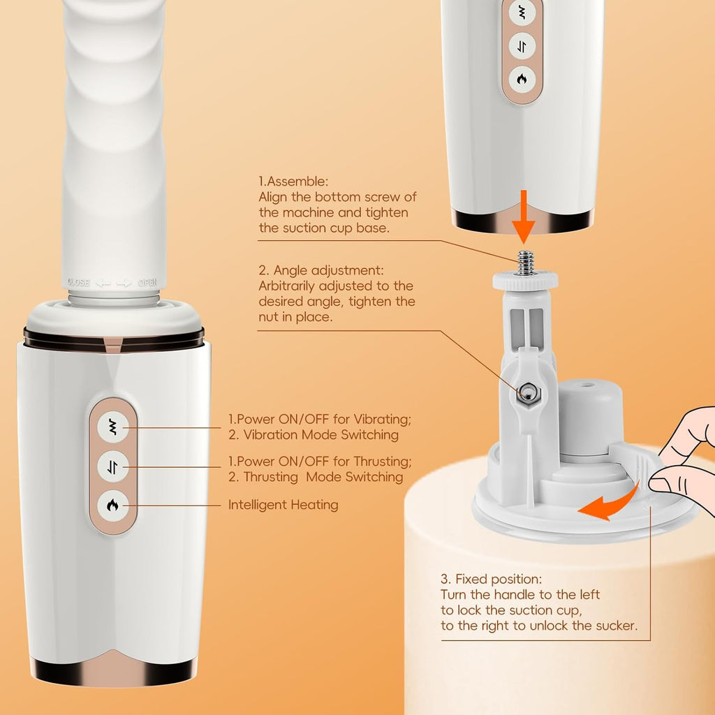 Sex Machine Thrusting Dildo Vibrator Adult Sex Toys for Women Men G Spot Clitoral Anal Play, Dildo Machine Rotatable Switch 7 Vibrating Thrust Modes Smart Heating Big Suction Cup Anal Toys for Couple