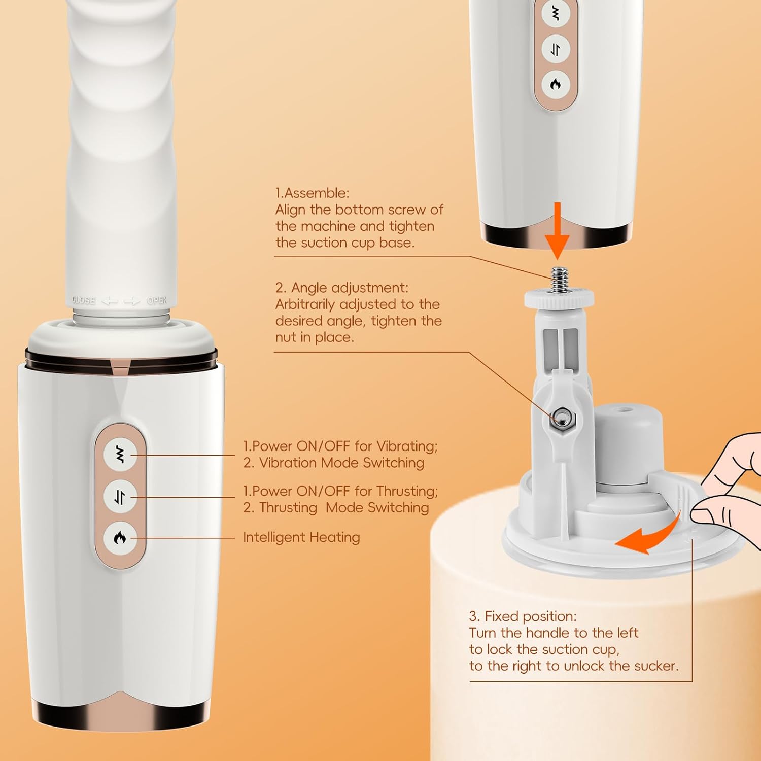 Sex Machine Thrusting Dildo Vibrator Adult Sex Toys for Women Men G Spot Clitoral Anal Play, Dildo Machine Rotatable Switch 7 Vibrating Thrust Modes Smart Heating Big Suction Cup Anal Toys for Couple