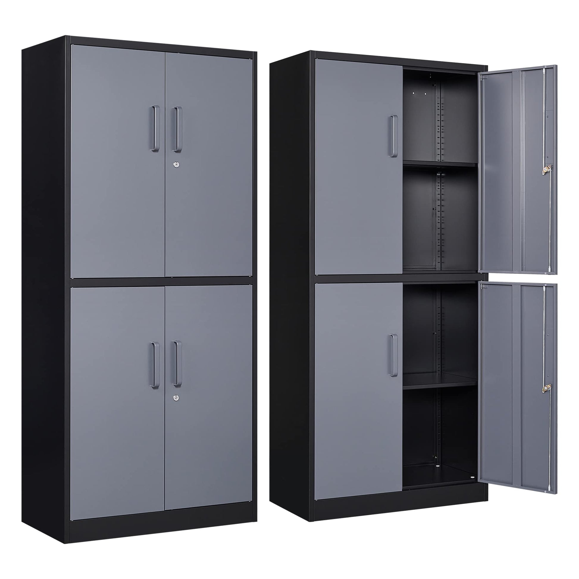 Yizosh Metal Garage Storage Cabinet with Locking Doors and Adjustable Shelves,- 73" Rolling Tool Storage Cabinet with 4 Wheels and 1 Drawer for Garage,Warehouse (Red Black)