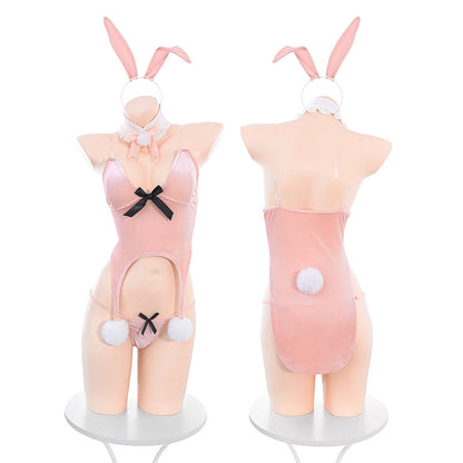Women's Deep V Sexy Bunny Girl Lingerie Bodysuit - Cute Rabbit Cosplay Costume for Adults