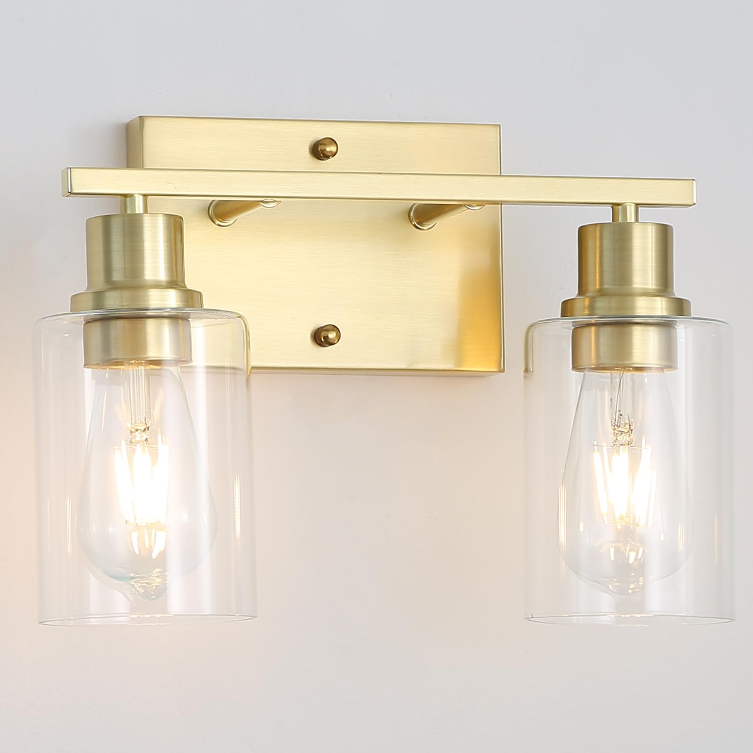 Hallway Wall Sconces Set of 2,Farmhouse Modern Wall Lights Bathroom Matte Black Vanity Lights fixtures with Glass Shade, Hallway Wall Lights for Bedroom,Living Room