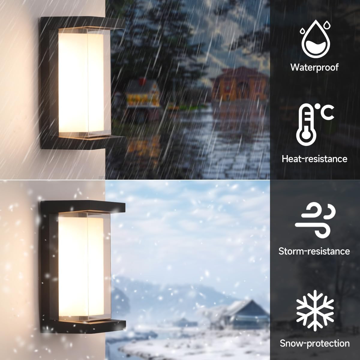 24W Modern Outdoor Wall Sconce Light 3 Color 3000K/4000K/6500K Matte Black Outdoor Wall Lights Exterior Porch Lights Indoor Wall Sconce(10.2inch-1 Pack)