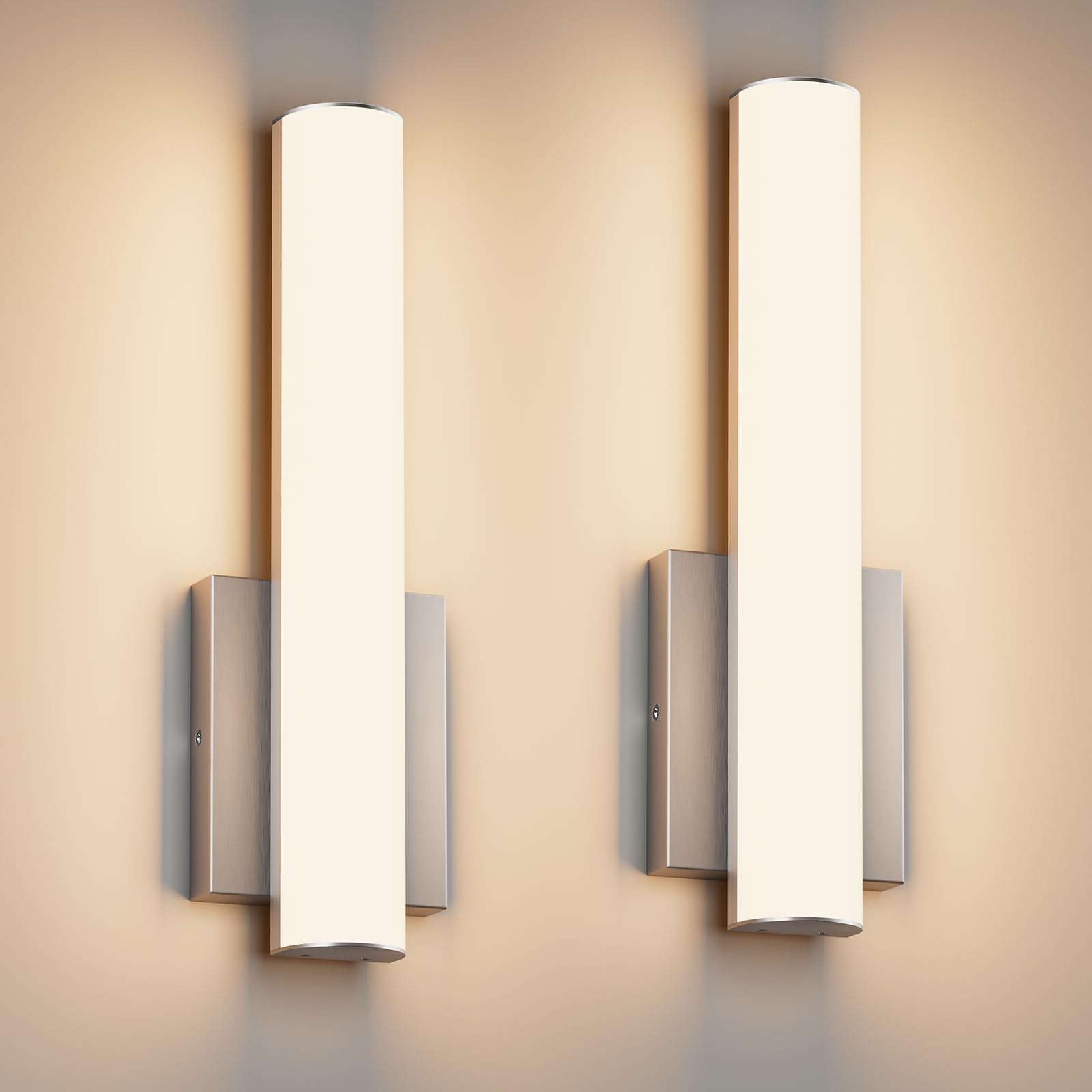 2-Pack Led Wall Sconces,18W 3000K Indoor Hardwired Dimmable Wall Light with Acrylic Lampshade,Led Sconces Wall Lighting,Modern Vanity Wall Light Fixture for Bathroom Bedroom Living Room(Black)