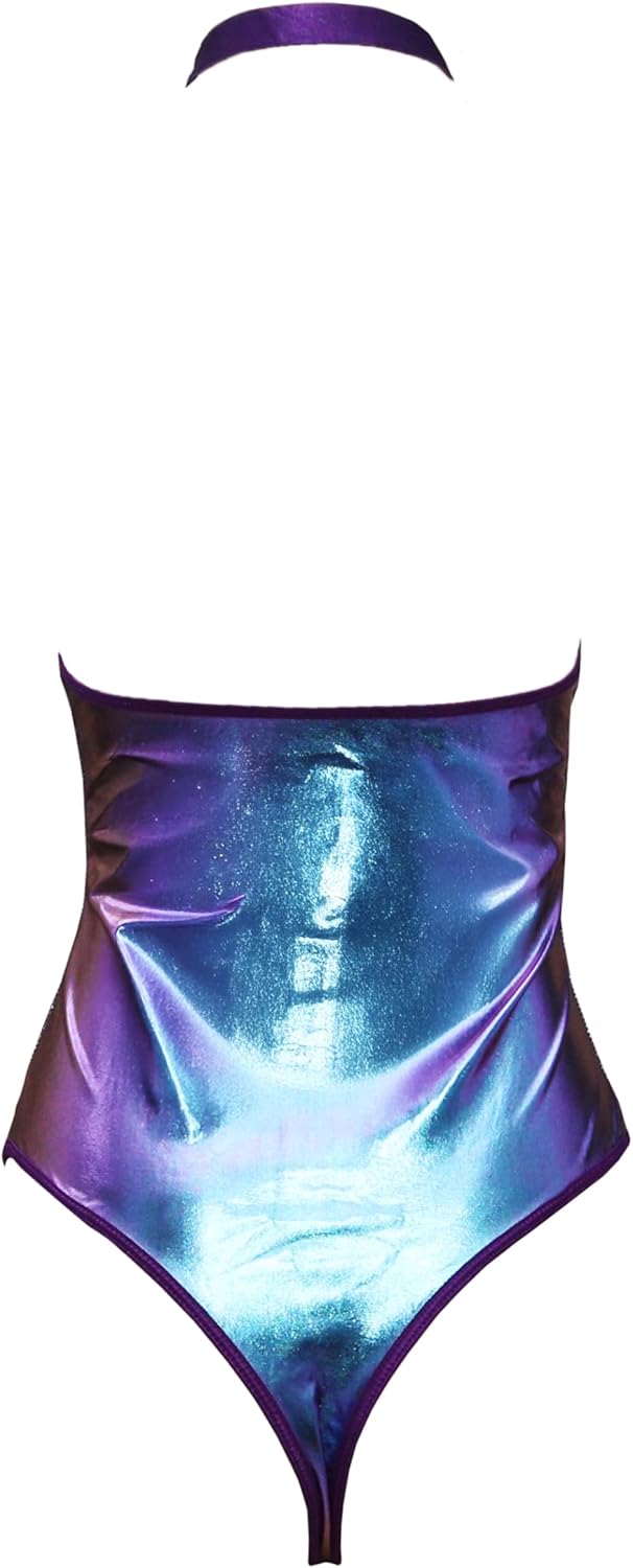 bslingerie Latex PVC Fishnet Sheer Plunge Deep V Corset Rave Clubwear Bodysuit
