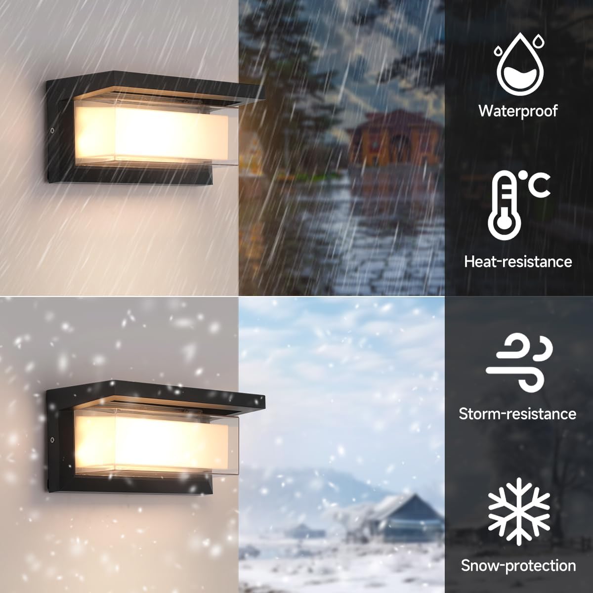 24W Outdoor Porch Light 3 Color Temperature Dimming LED Exterior Modern Wall Light IP65 Outdoor Wall Light Led Wall Mount for Garage Backyard Garden Matte Black 1 Pack
