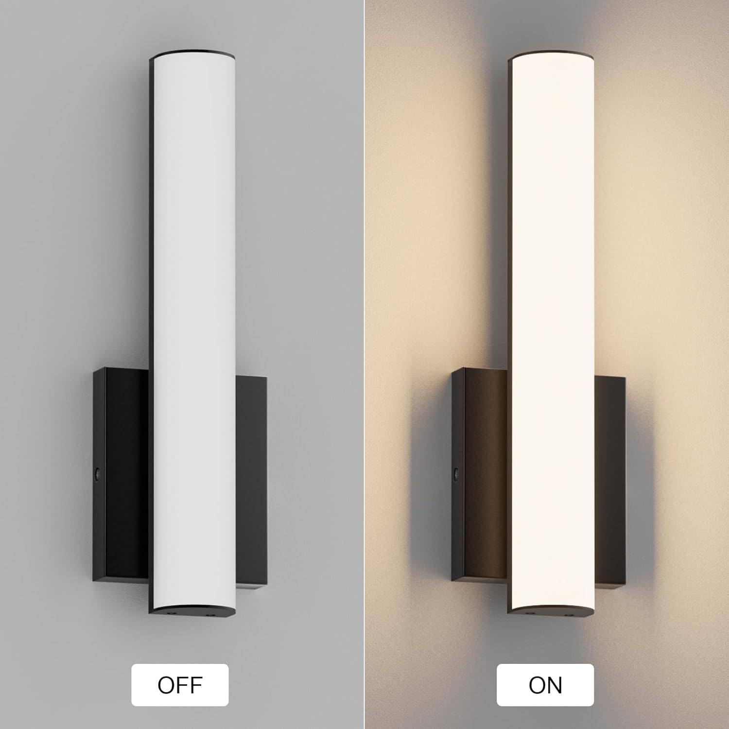 2-Pack Led Wall Sconces,18W 3000K Indoor Hardwired Dimmable Wall Light with Acrylic Lampshade,Led Sconces Wall Lighting,Modern Vanity Wall Light Fixture for Bathroom Bedroom Living Room(Black)