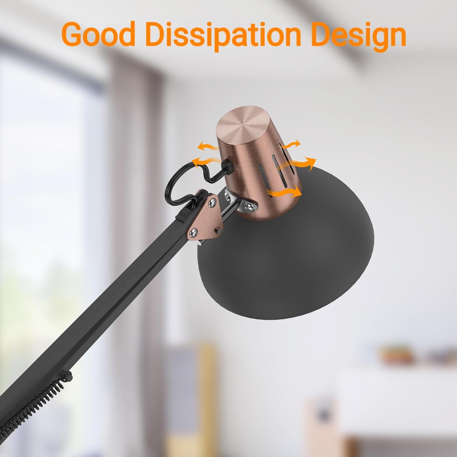 LEPOWER Floor Lamp, Metal Adjustable Reading Swing Arm Standing Lamp with Heavy Metal Base, Eye-Caring Reading/Pole Lamp with On/Off Switch for Living Room, Bedroom, Office Sand Black