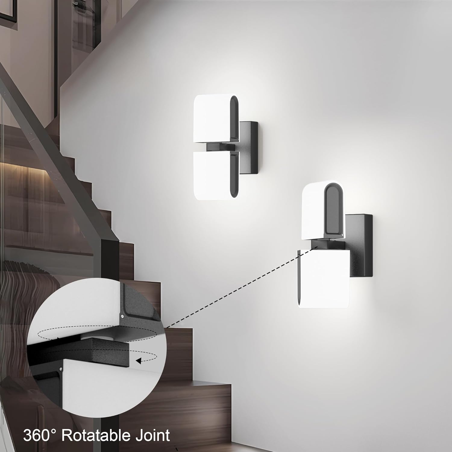 Aipsun Black Wall Sconces Hardwired Modern LED Sconces Wall Lighting Indoor Wall Sconce for Living Room Hallway 6000K White Light