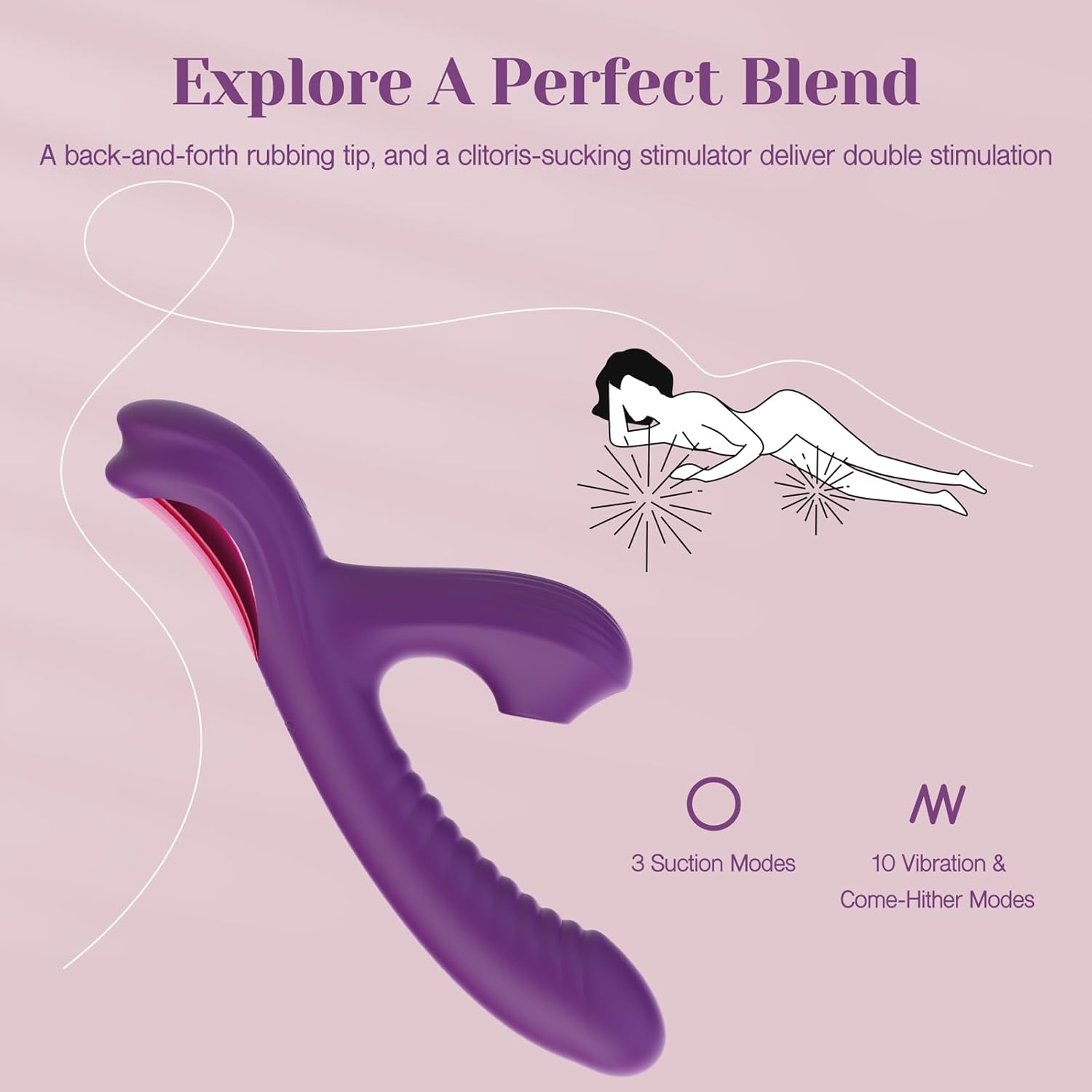 Tracy's Dog Come-Hither Rabbit Sucking Vibrator for Clitoral G Spot Stimulation, Adult Sex Toys for Women Couple, Vibrating Finger Massager with 3 Suction and 10 Vibration & Come-Hither Modes (Beta)