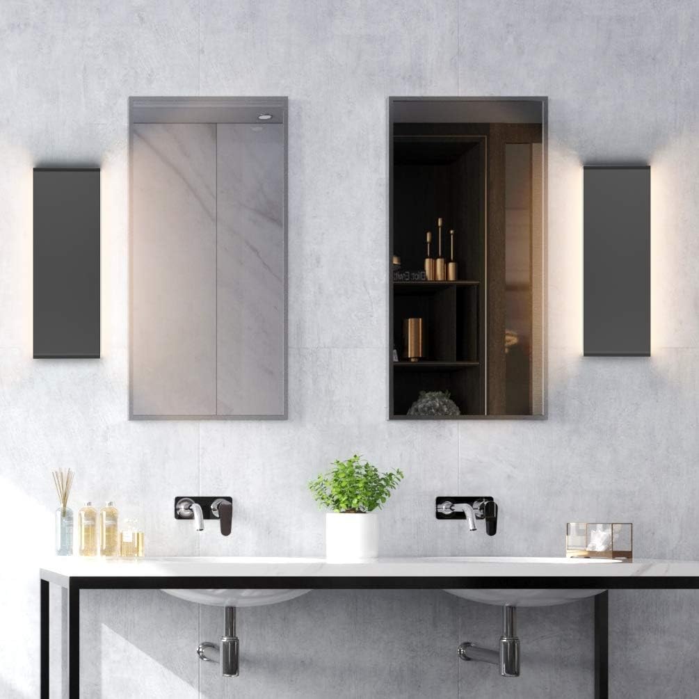 Aipsun 15.8in Matte Black Modern Vanity Light Up and Down LED Vanity Light for Bathroom Wall Lighting Fixtures (Warm Light 3000K)