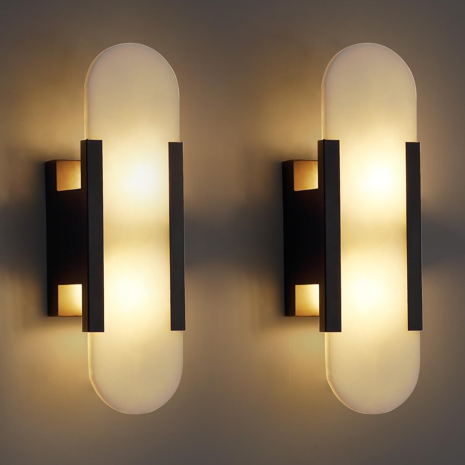 13.8in Alabaster Wall Sconces,Natural Marble Wall Lighting，Alabaster Wall Lamp for Bedroom Stairs, Living Room, Vanity, Hallway Bedside(Bulb Included)