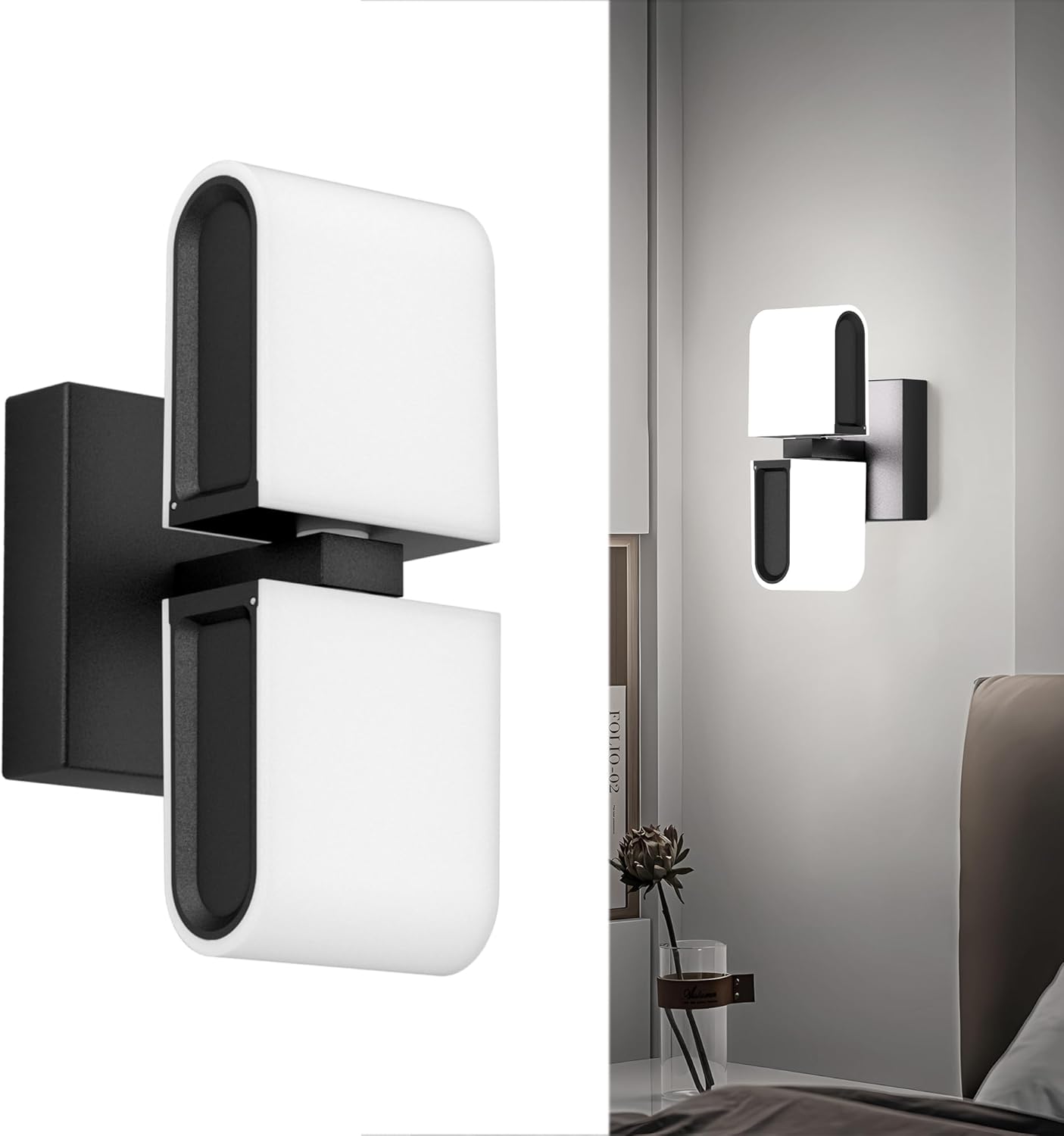 Aipsun Black Wall Sconces Hardwired Modern LED Sconces Wall Lighting Indoor Wall Sconce for Living Room Hallway 6000K White Light