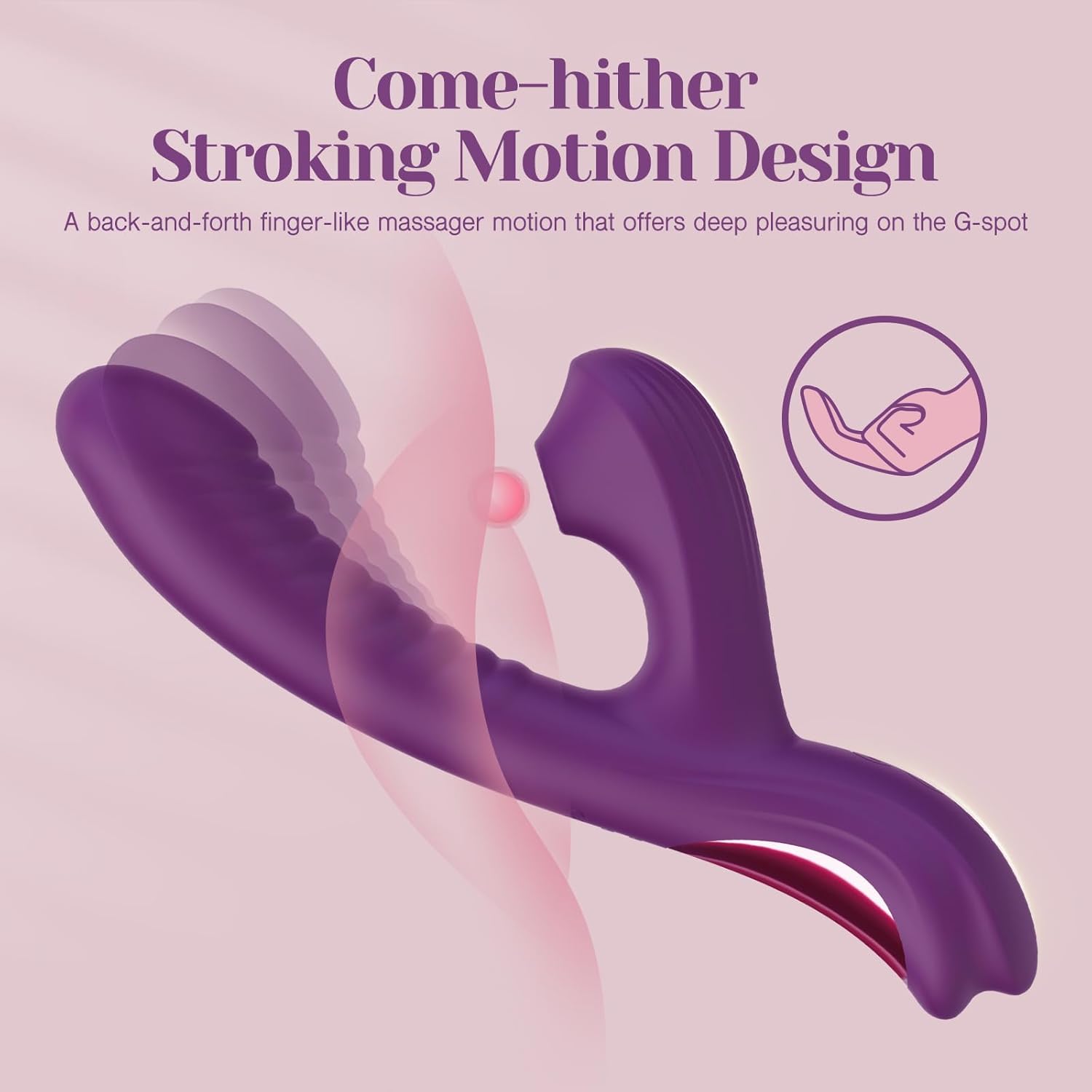 Tracy's Dog Come-Hither Rabbit Sucking Vibrator for Clitoral G Spot Stimulation, Adult Sex Toys for Women Couple, Vibrating Finger Massager with 3 Suction and 10 Vibration & Come-Hither Modes (Beta)