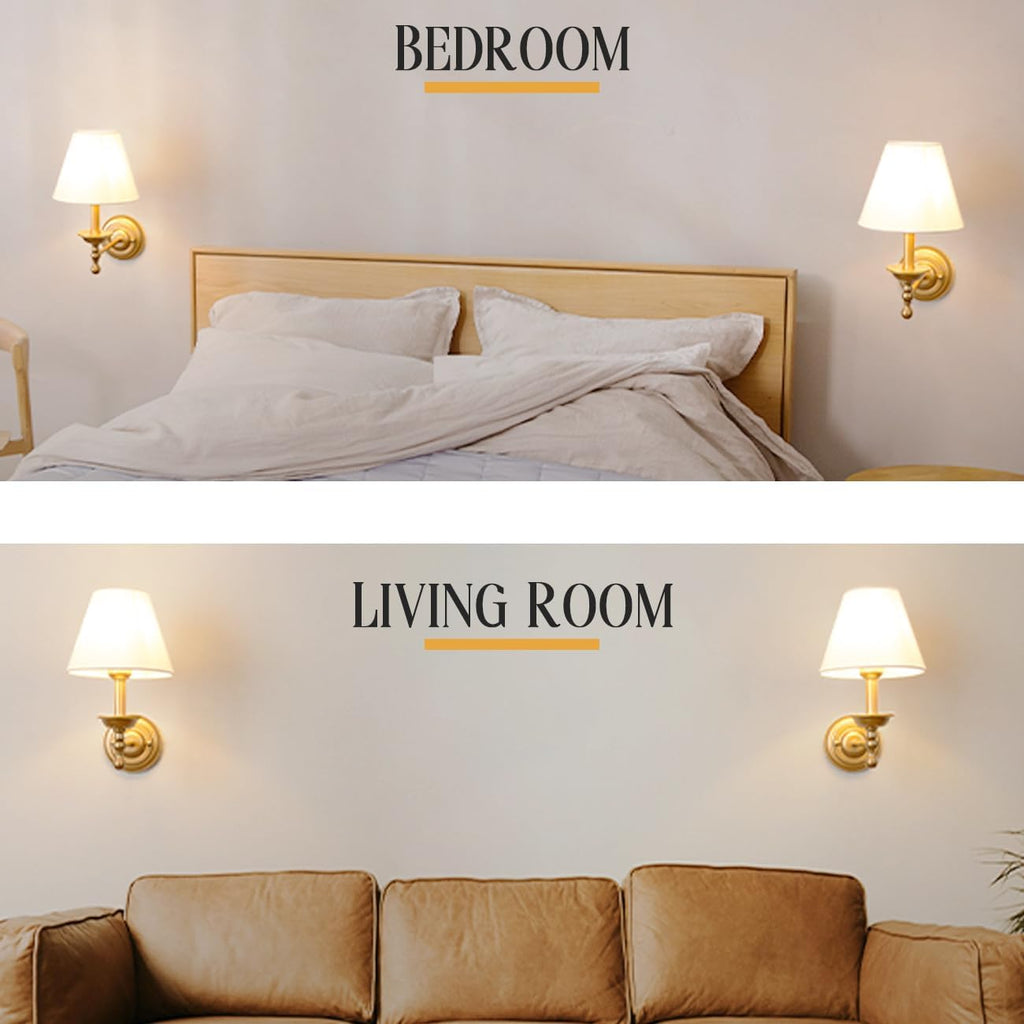 Adust Battery Operated Wall Sconce Set of Two Remote Control Dimmable Rechargeable LED Light Bulb, 3 Color Temps LED, for Bedroom Living Room